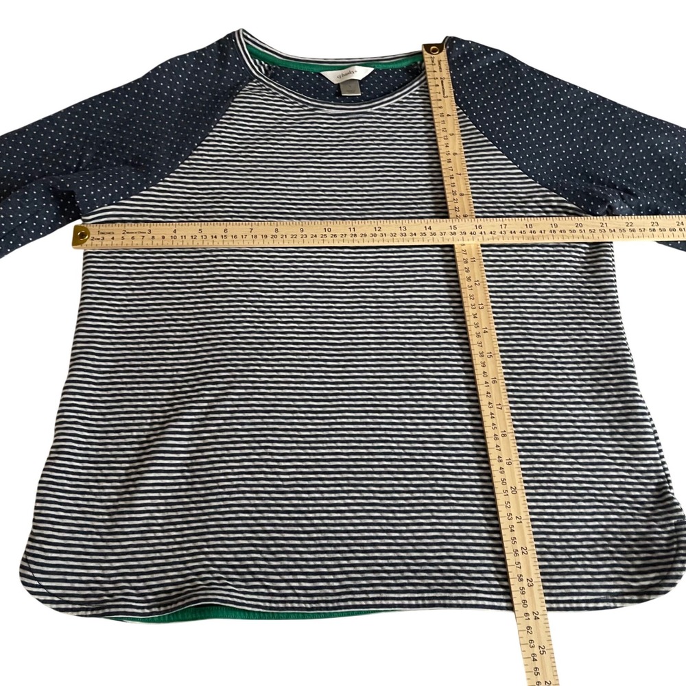 CJ Banks Womens Plus X Navy Blue Striped Polka Dot Quilted 3/4 Sleeve Top‎ - Picture 4 of 6